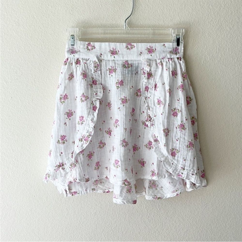 ASOS Design White Cotton Floral Ruffle Mini Skirt